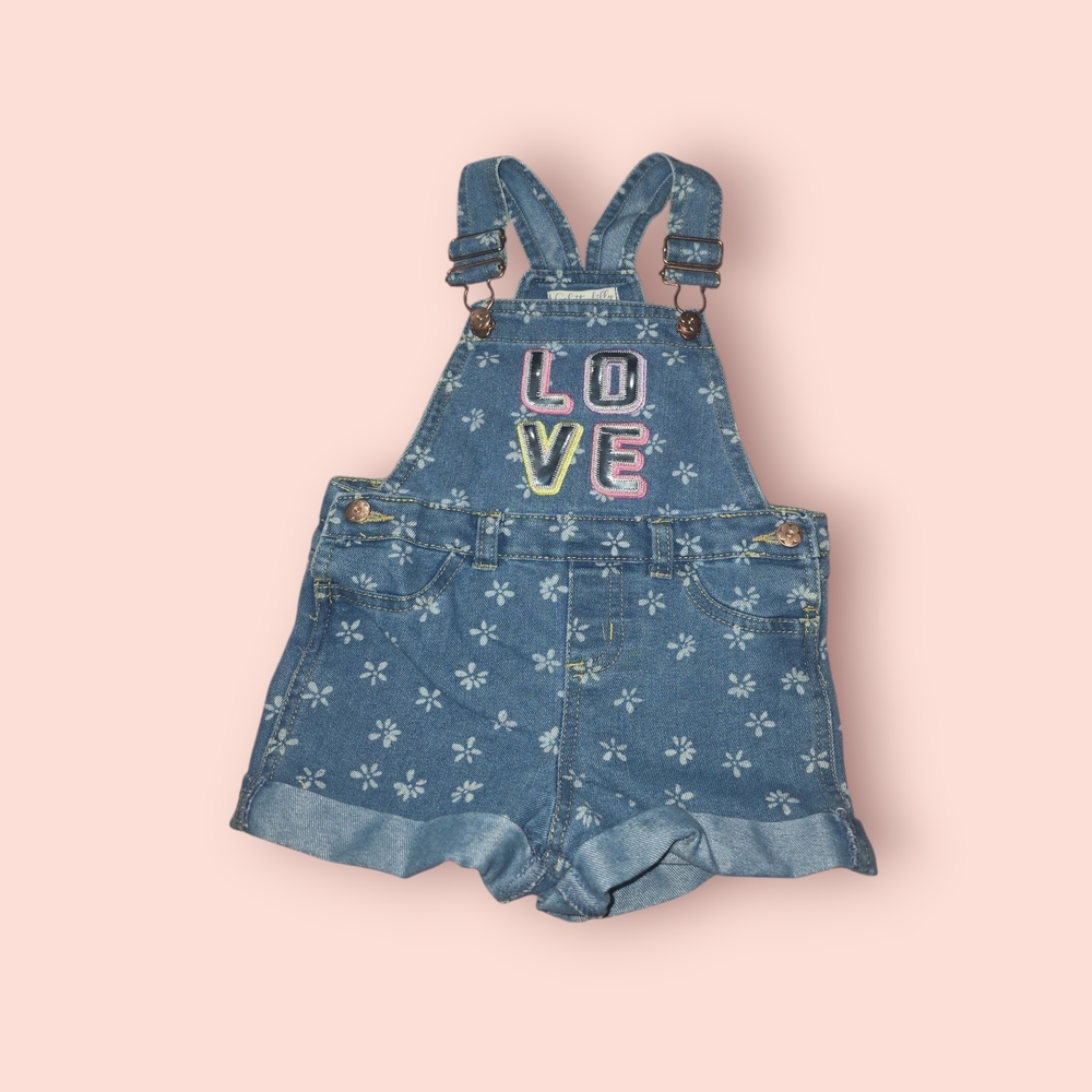 Charming Kids Denim Overalls with Floral Design